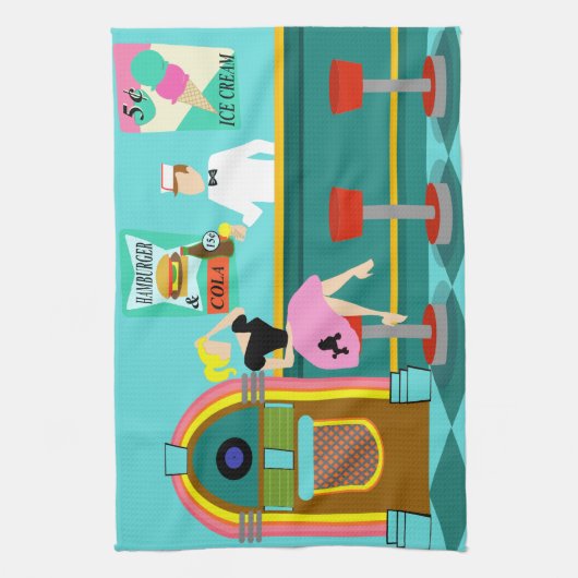 Retro Soda Fountain Kitchen Towels Theedoek (Verticaal)