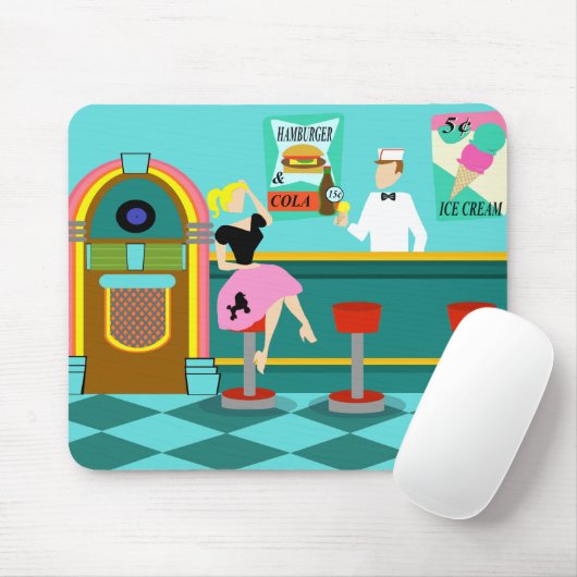 Retro Soda Fountain Mousepad Muismat (Met muis)
