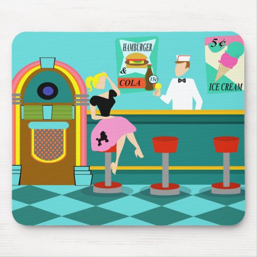 Retro Soda Fountain Mousepad Muismat (Voorkant)