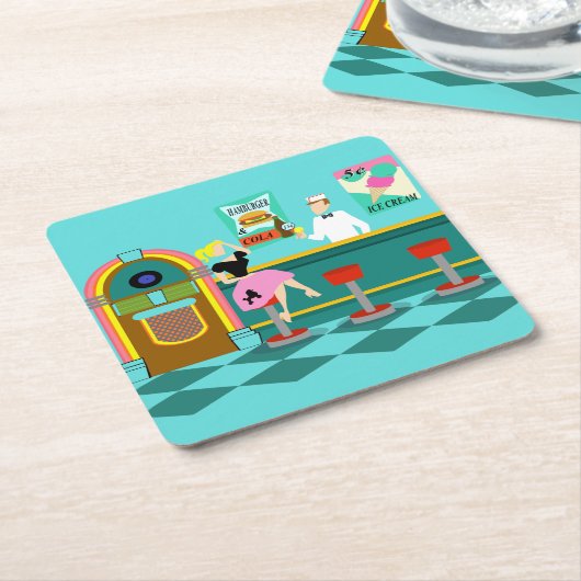 Retro Soda Fountain Paper Onderzetter (Schuin)