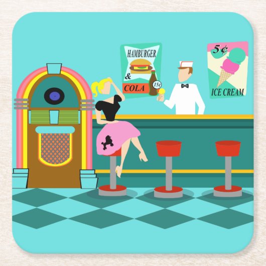 Retro Soda Fountain Paper Onderzetter (Voorkant)