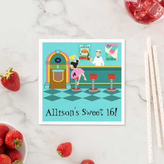 Retro Soda Fountain Papieren servetten (Insitu)