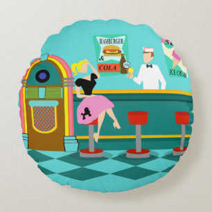 Retro Soda Fountain Round Pillow Rond Kussen
