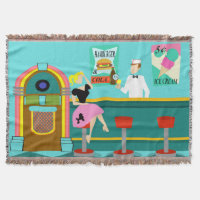 Retro Soda Fountain Throw Blanket