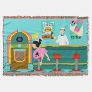 Retro Soda Fountain Throw Blanket Deken