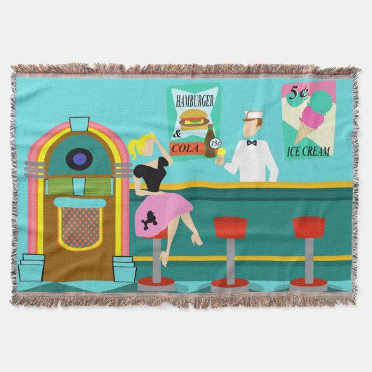 Retro Soda Fountain Throw Blanket Deken (Voorkant)