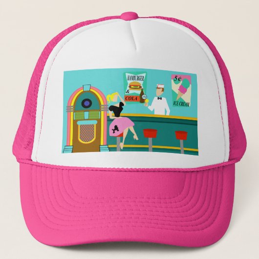 Retro Soda Fountain Trucker Hat Pet (Voorkant)
