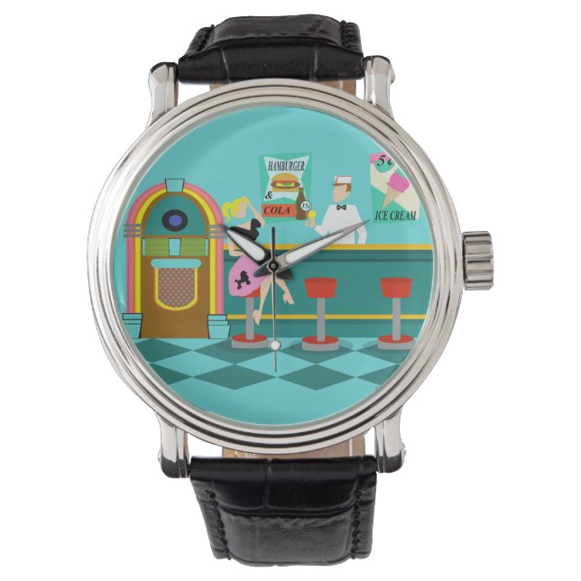 Retro Soda Fountain Watch Horloge (Voorkant)