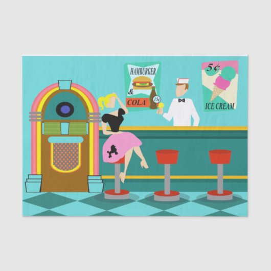 Retro Soda Fountain-weefselpapier Tissuepapier (Voorkant)