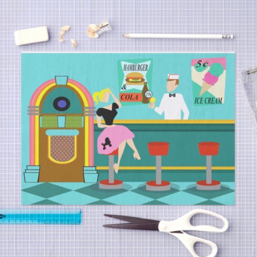 Retro Soda Fountain-weefselpapier Tissuepapier (Craft)