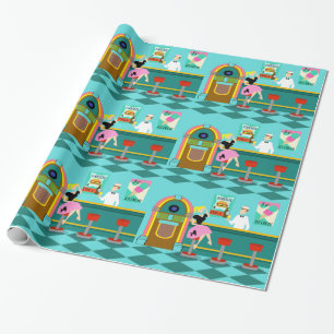 Retro Soda Fountain Wrapping Paper Cadeaupapier