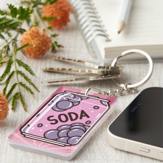 Retro Soda Pop Design – Refreshing Drink Sleutelhanger (Voorkant Rechts)
