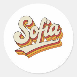 Retro Sofia Naam 70s Vintage Design Ronde Sticker