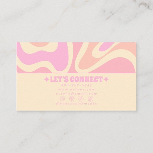 Retro Soft Pastel 70s Boho Groovy Unique Girly Visitekaartje (Achterkant)