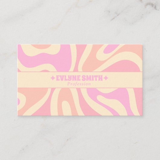 Retro Soft Pastel 70s Boho Groovy Unique Girly Visitekaartje (Voorkant)