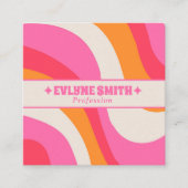 Retro Soft Pink Orange Boho Groovy Girly Trendy Vierkante Visitekaartje (Voorkant)
