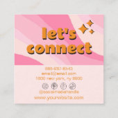 Retro Soft Pink Orange Groovy Girly Trendy Unique Vierkante Visitekaartje (Achterkant)