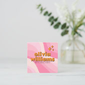 Retro Soft Pink Orange Groovy Girly Trendy Unique Vierkante Visitekaartje (Staand voorkant)
