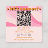 Retro Soft Pink Orange QR Code Groovy Girly Trendy Vierkante Visitekaartje (Achterkant)