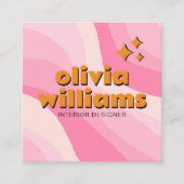 Retro Soft Pink Orange QR Code Groovy Girly Trendy Vierkante Visitekaartje (Voorkant)