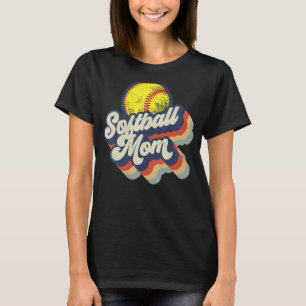 Retro Softbal Moeder Softbal Softbal Mam T-shirt