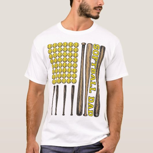 Retro Softbal Vader Knuppel En Bal Vector T-shirt (Voorkant)