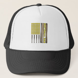 Retro Softbal Vader Knuppel En Bal Vector T-shirt  Trucker Pet