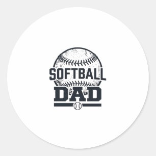 Retro Softbal Vader Vector T-Shirt Ontwerp_1 Ronde Sticker
