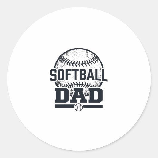 Retro Softbal Vader Vector T-Shirt Ontwerp_1 Ronde Sticker (Voorkant)