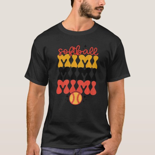 Retro Softball Mimi Softball Game Day Vib T-shirt (Voorkant)