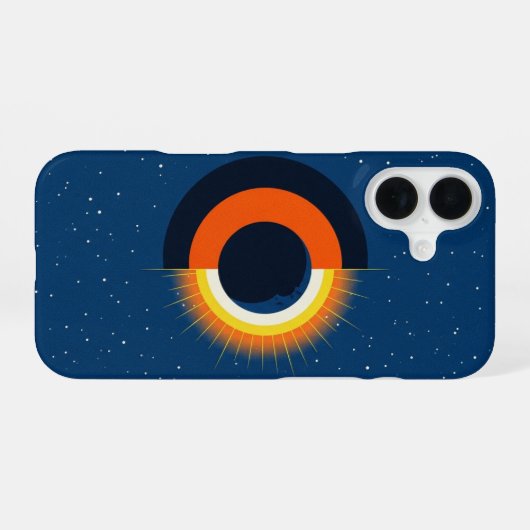 Retro Solar Eclipse iPhone 16 Hoesje (Achterkant horizontaal)
