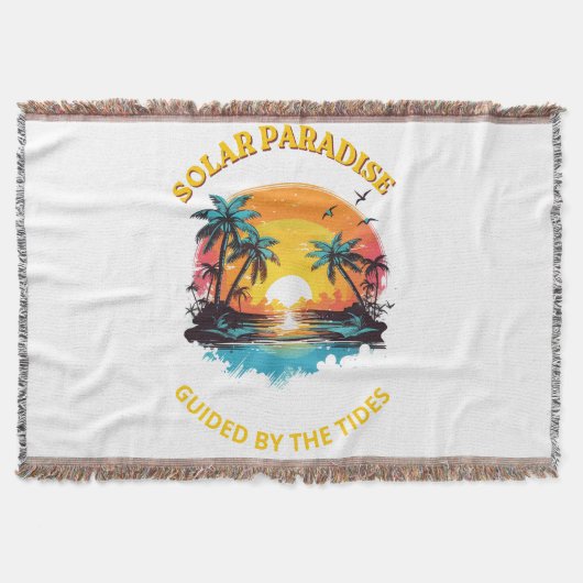 Retro Solar Paradise Geleide door de Getijden T-Sh Deken (Voorkant)