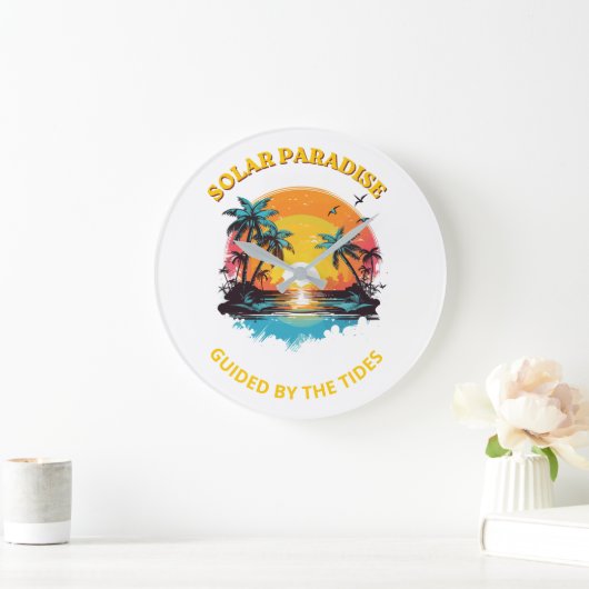 Retro Solar Paradise Geleide door de Getijden T-Sh Grote Klok (Huis)
