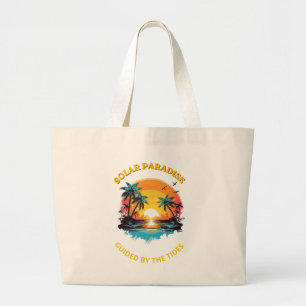 Retro Solar Paradise Geleide door de Getijden T-Sh Grote Tote Bag