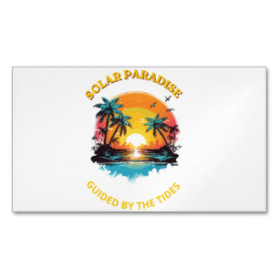 Retro Solar Paradise Geleide door de Getijden T-Sh Magnetisch Visitekaartje