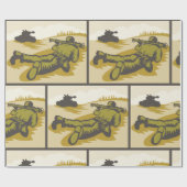 Retro Soldaat en tank Cadeaupapier (Vlak)