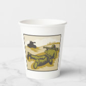Retro Soldaat en tank Papieren Bekers (Voorkant)