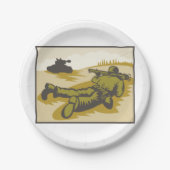 Retro Soldaat en tank Papieren Bordje (Voorkant)
