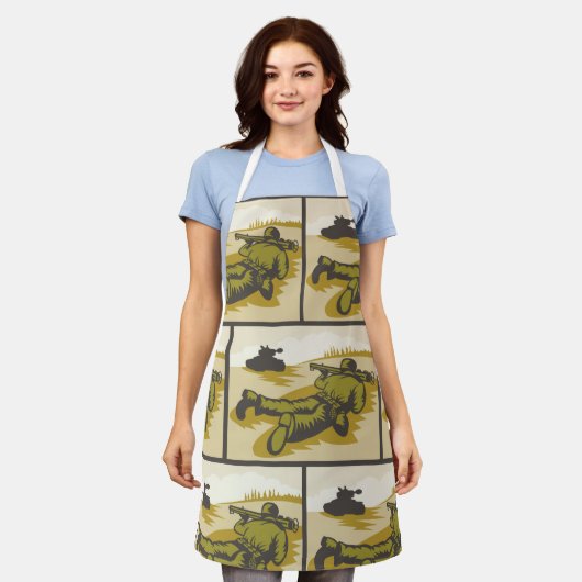 Retro Soldaat en tank Schort (Gedragen)