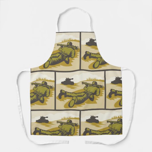 Retro Soldaat en tank Schort (Voorkant)