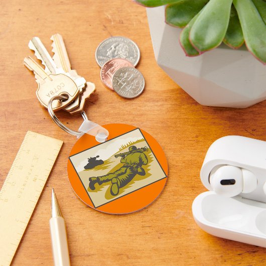 Retro Soldaat en tank Sleutelhanger