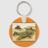 Retro Soldaat en tank Sleutelhanger (Voorkant)