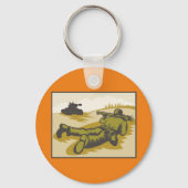 Retro Soldaat en tank Sleutelhanger (Achterkant)