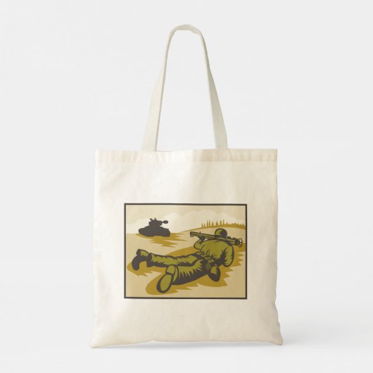 Retro Soldaat en tank Tote Bag (Achterkant)