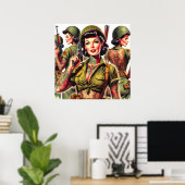 Retro Soldier Meisjes Poster (Thuiskantoor)