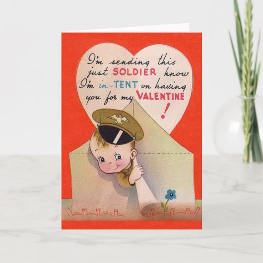 Retro Soldier Valentijnsdag Kaart (Voorkant)