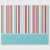 Retro Solid Aqua w / Rood, Wit, Aqua Blue Stripes Cadeaupapier (Vlak)