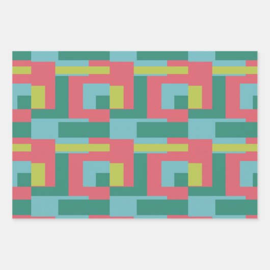 Retro Solid Block Design/Set 1 Inpakpapier Vel (Voorkant)