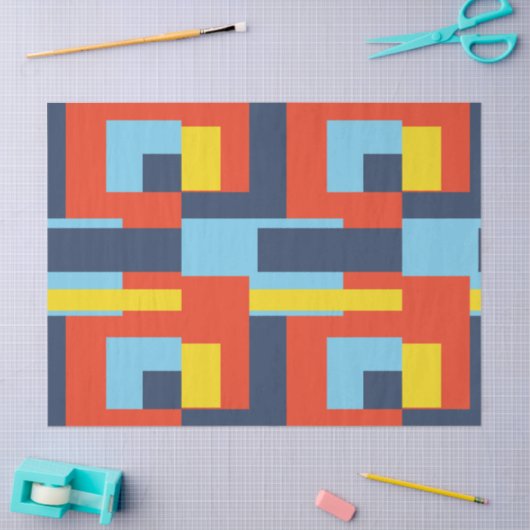 Retro Solid Block Design/Set 2 Tissuepapier (Craft)