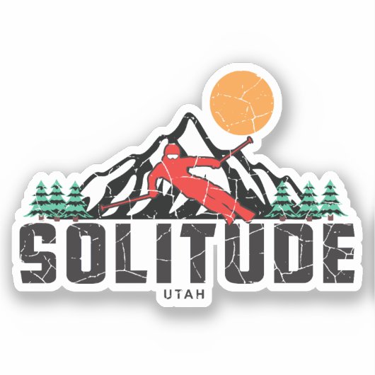 Retro Solitude Mountain Ski Sticker (Voorkant)